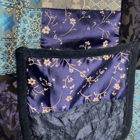 VTG Poetica Patchwork Reversible Button Front Vest Women Size M Blue/Purple - Picture 4 of 11
